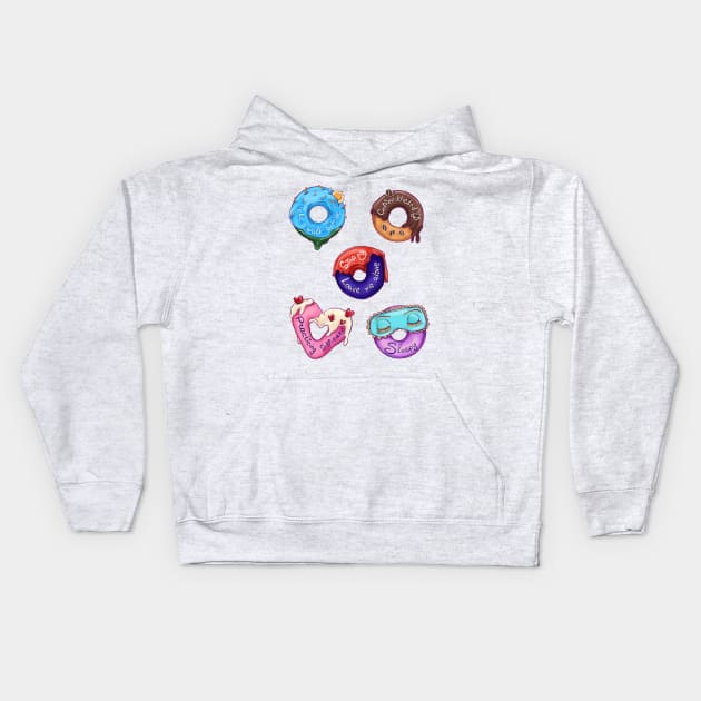 Which Donut are you today? Morning mood Kids Hoodie by Elishas art original 